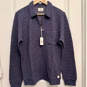 Marine Layer NWT Textured Quarter-Zip Pullover in Navy